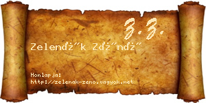 Zelenák Zénó névjegykártya